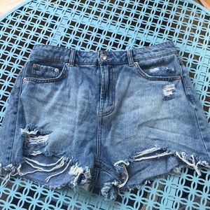 High rise ripped shorts